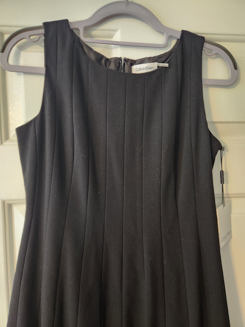 New Calvin Klein Little Black Dress Sleeveless A-Line Pleated Formal Work, 4P - Picture 2 of 5